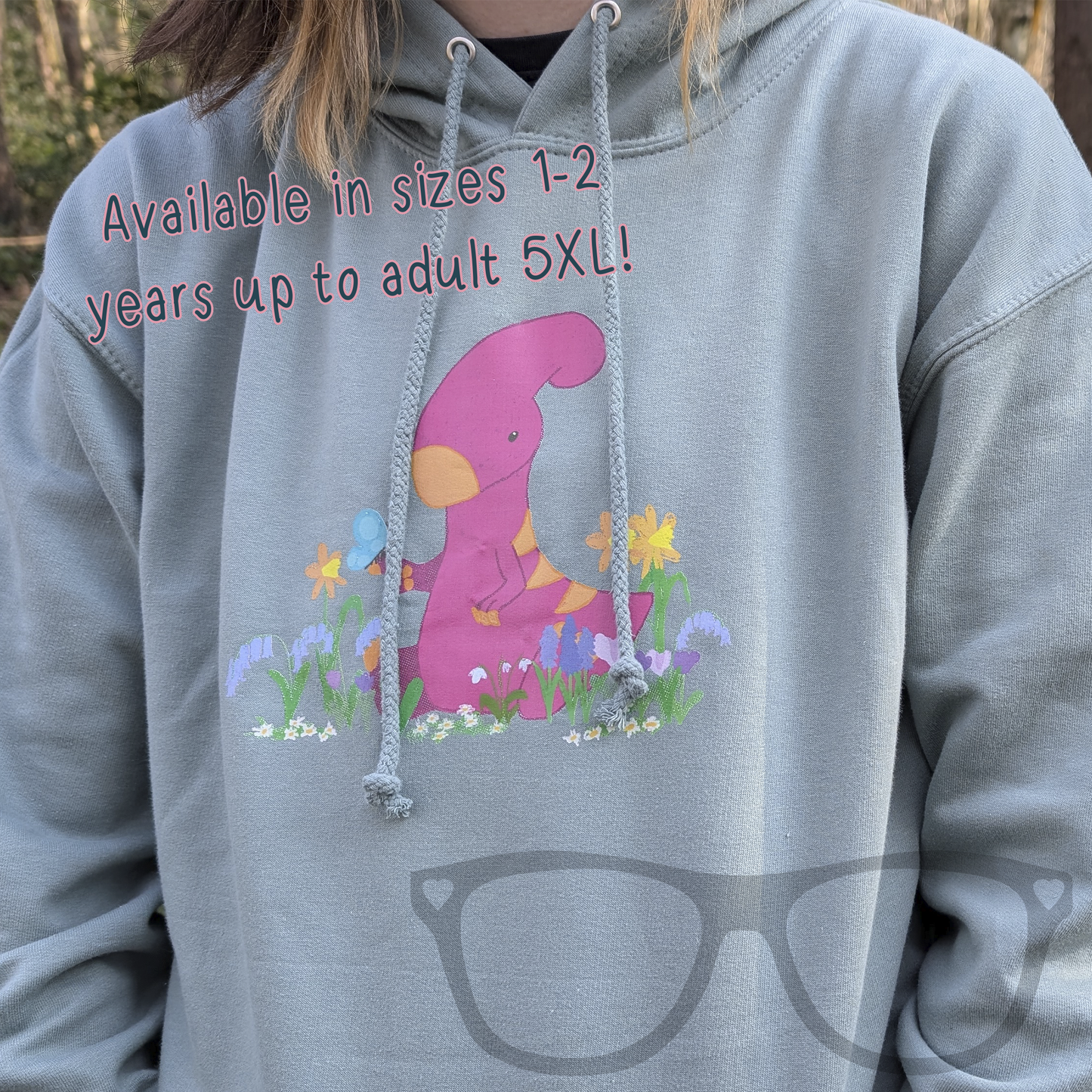 Spring time Dinosaur Hoodie with Irene the Parasaurolophus - Mini Geek Boutique