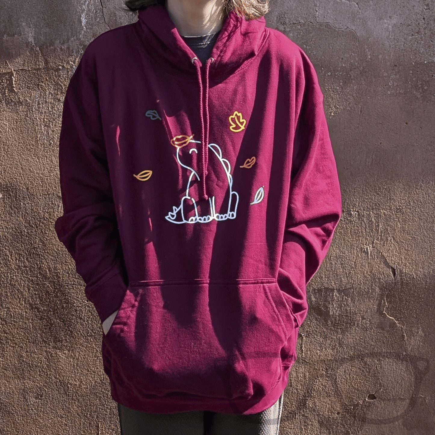 Autumn Leaves Hoodie – Stay Snuggly with Derek the Dinosaur - Mini Geek Boutique