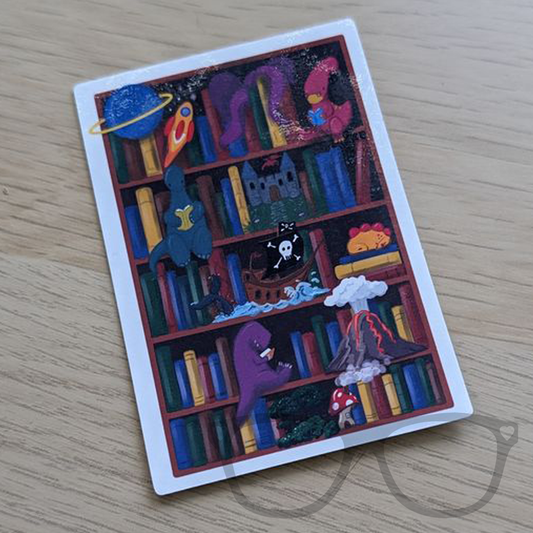 Dinosaurs on a bookshelf sticker - Mini Geek Boutique