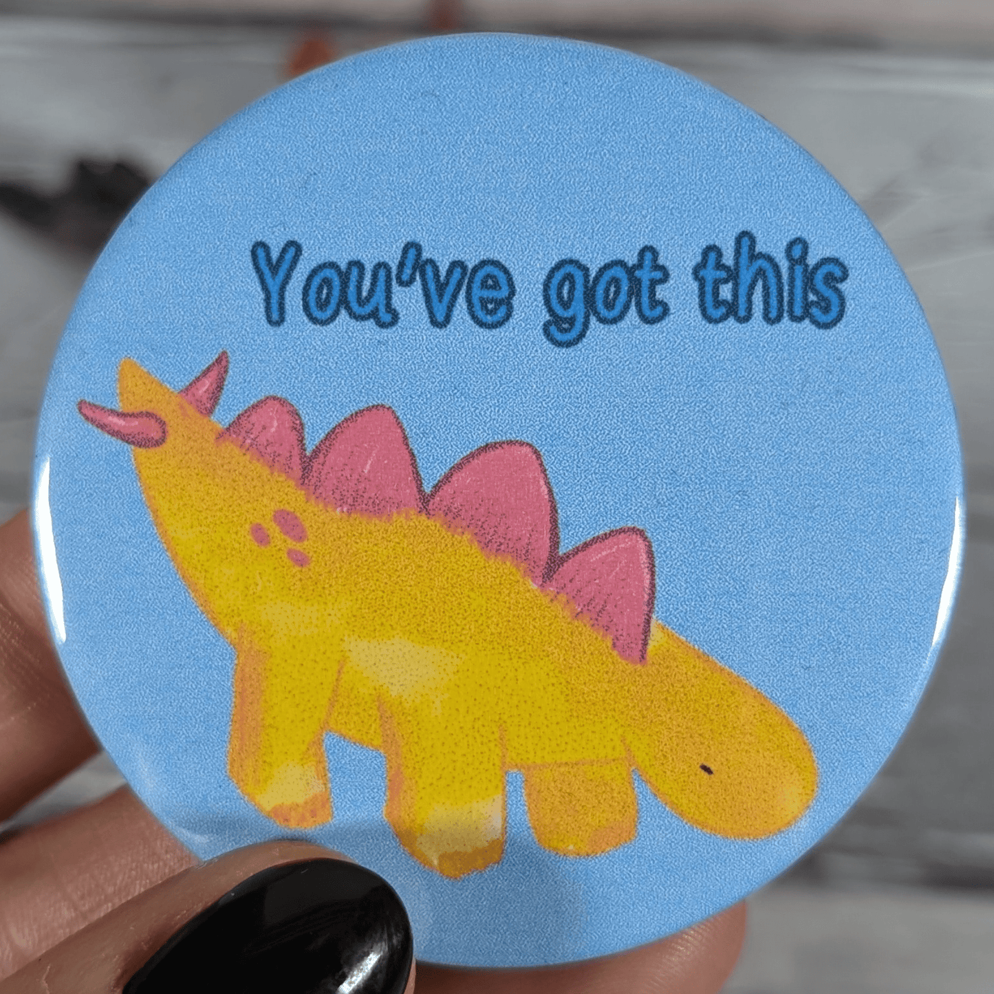 Derek The Stegosaurus "You've Got This" 58mm Badge or Keyring - Mini Geek Boutique