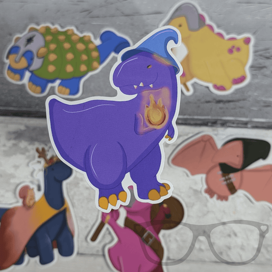 Dinosaur vinyl sticker Mr Bolan the T.rex Wizard - Mini Geek Boutique