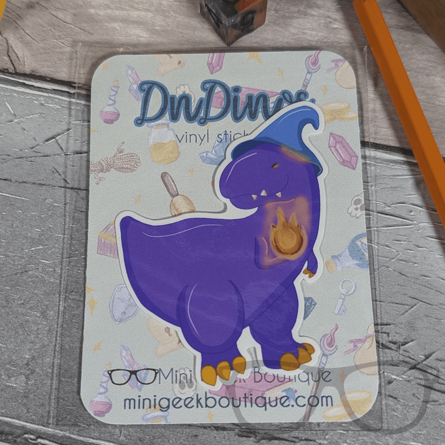 Dinosaur vinyl sticker Mr Bolan the T.rex Wizard - Mini Geek Boutique
