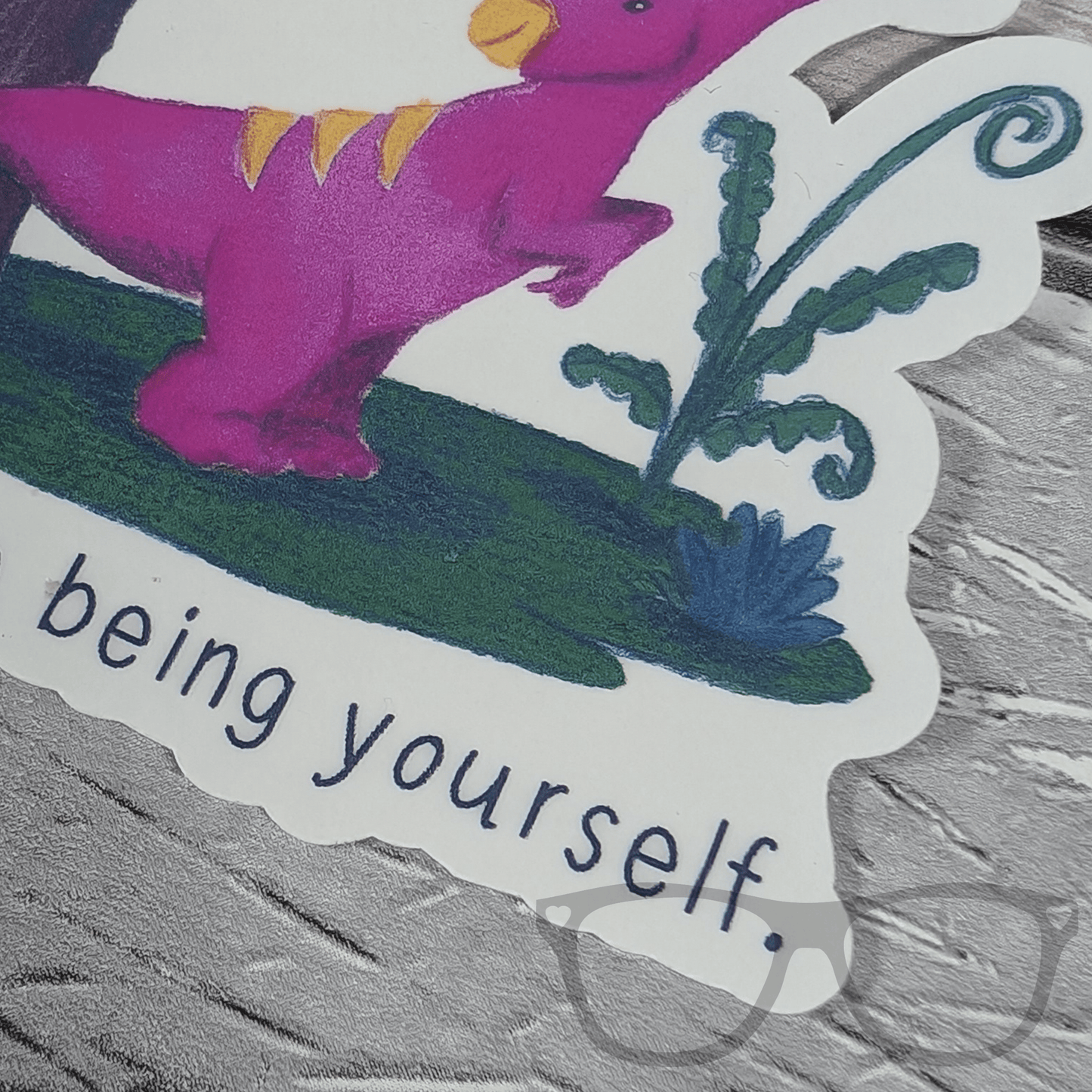 Irene the Parasaurolophus "Never Stop Being Yourself" Inspirational Vinyl Sticker – Water - Resistant & Eco - Friendly - Mini Geek Boutique