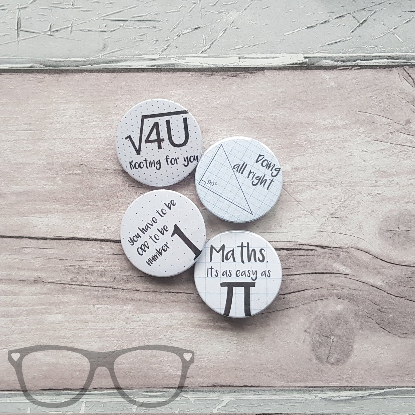 Math Pun Badge Set – 4 Fun & Nerdy 38mm Badges to Show Off Your Love for Numbers - Mini Geek Boutique