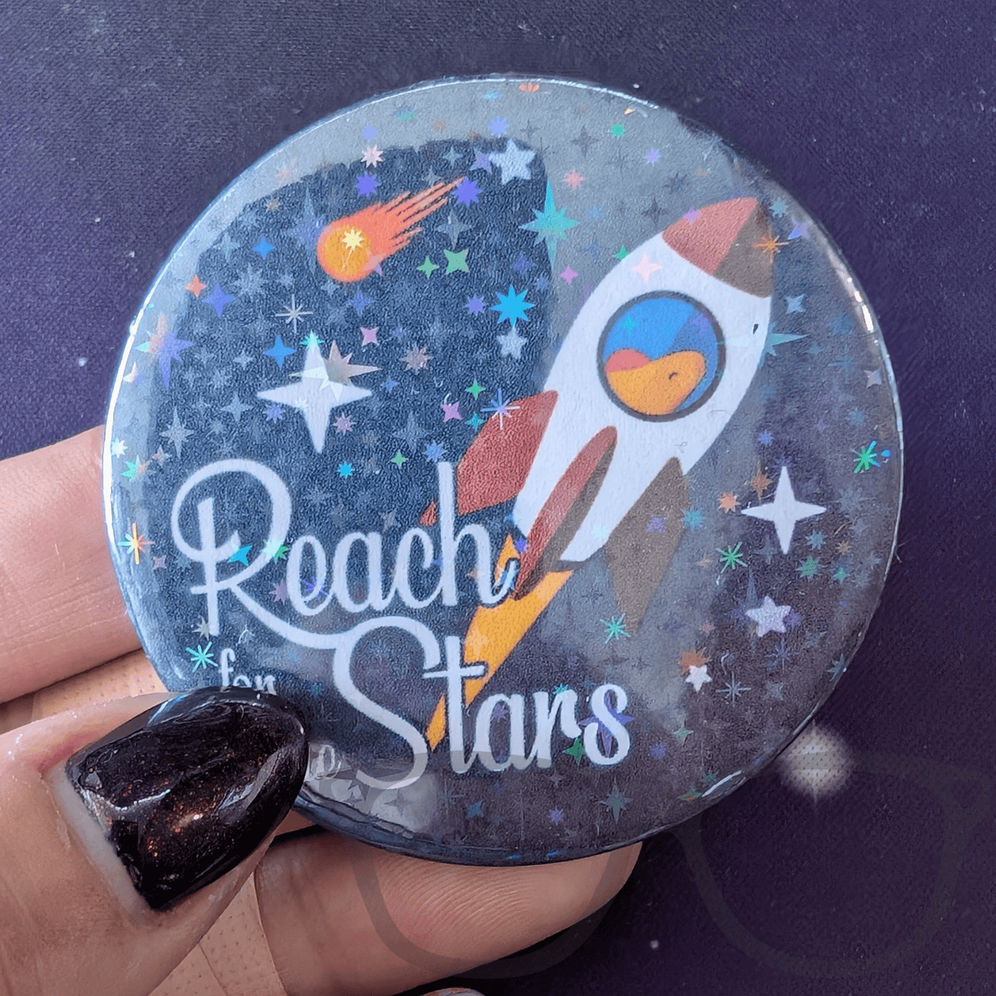 Reach for the Stars badge or Keyring - Mini Geek Boutique