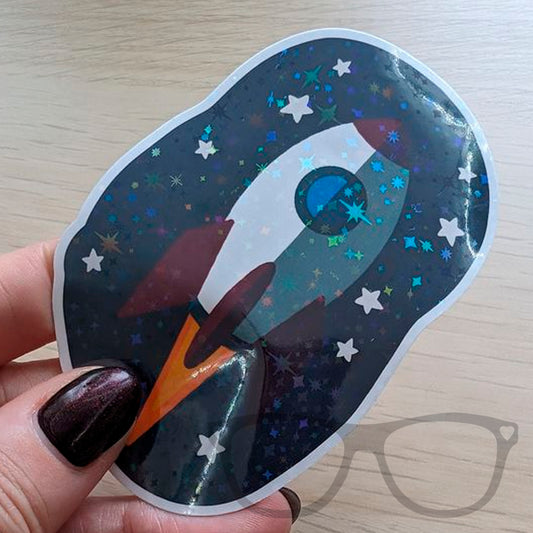 Space Rocket Sparkly Sticker - Mini Geek Boutique