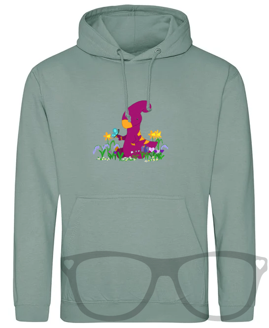 Spring time Dinosaur Hoodie with Irene the Parasaurolophus - Mini Geek Boutique