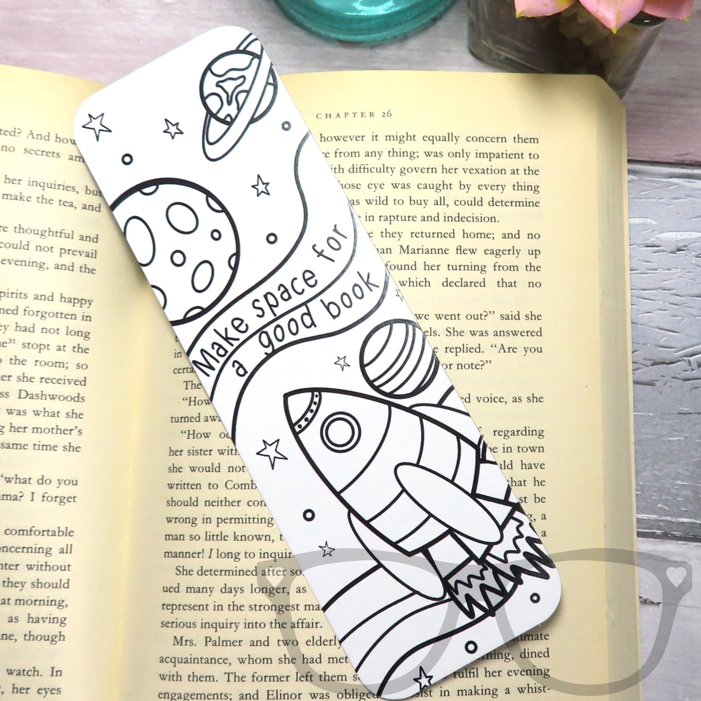 Colour in your own space bookmark without tassel