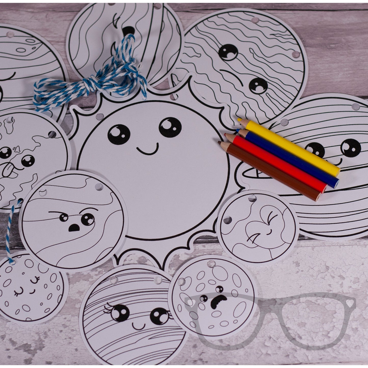 Colour Your Own Solar System Bunting for Kids - Mini Geek Boutique