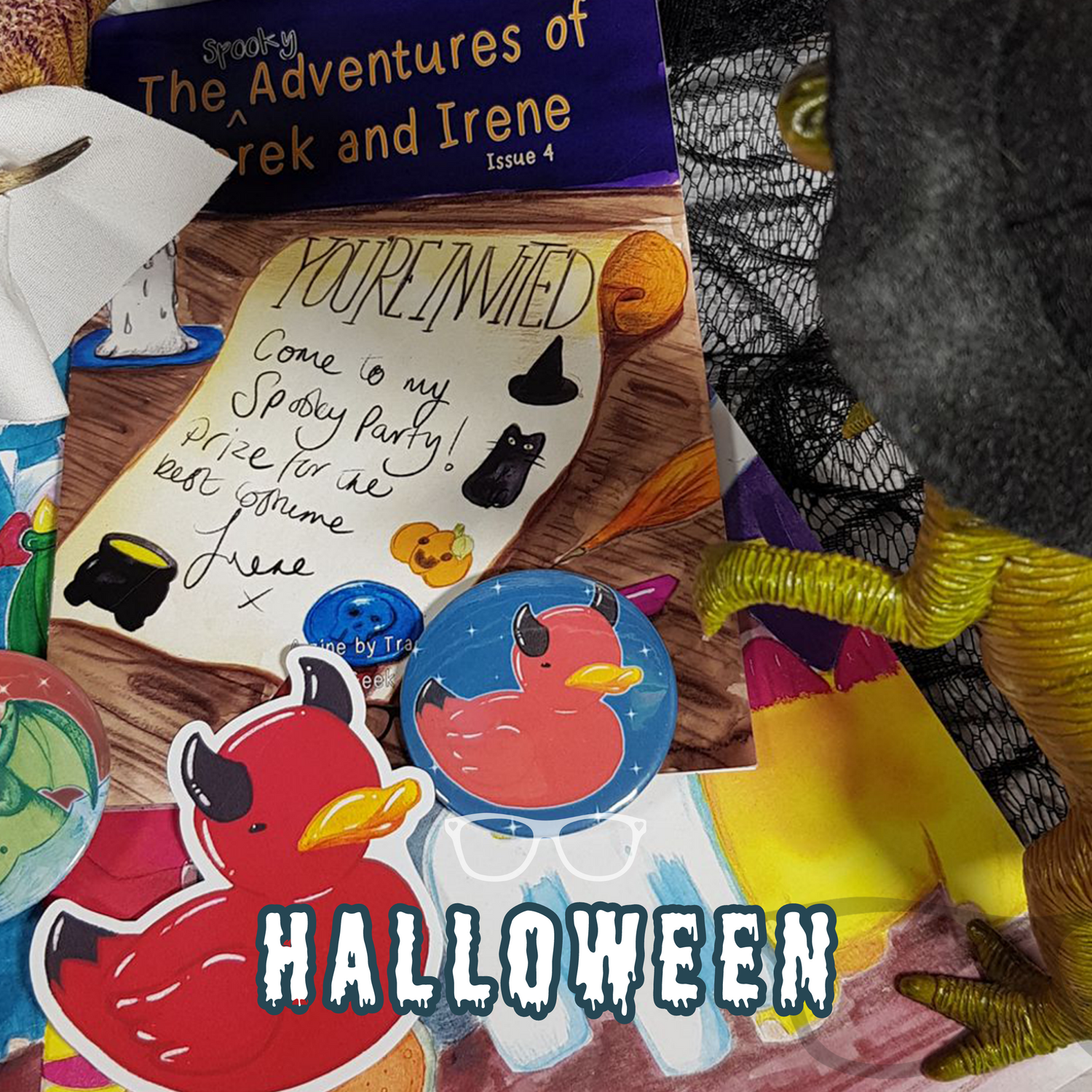 Halloween colletion featuring Issue 4 of the zine, stickers and badges