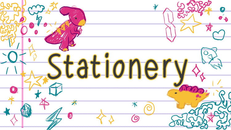 Geeky stationery including notepads, pencil cases and postcards
