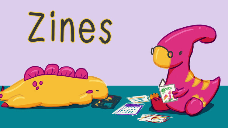 Mini Geek Boutique zines featuring Derek and Irene adventures with colouring and activities