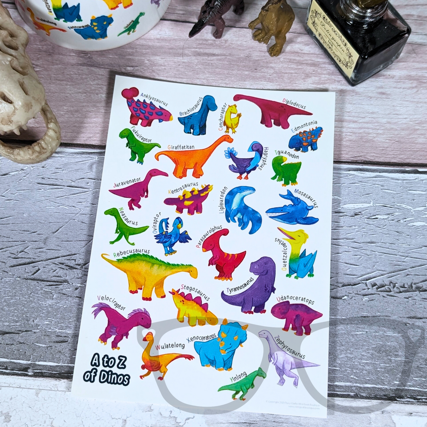 A to Z of Dinosaurs Postcard - Mini Geek Boutique