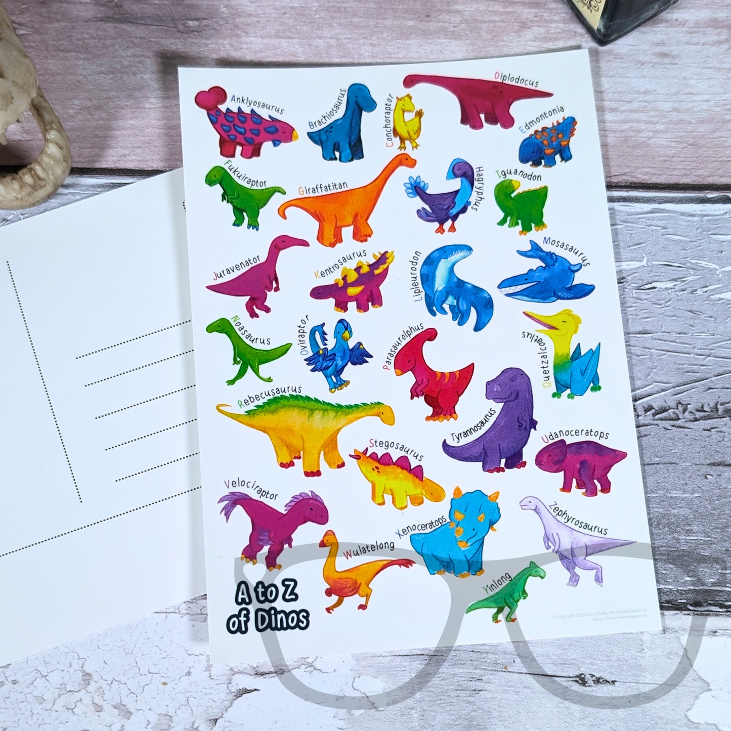 A to Z of Dinosaurs Postcard - Mini Geek Boutique