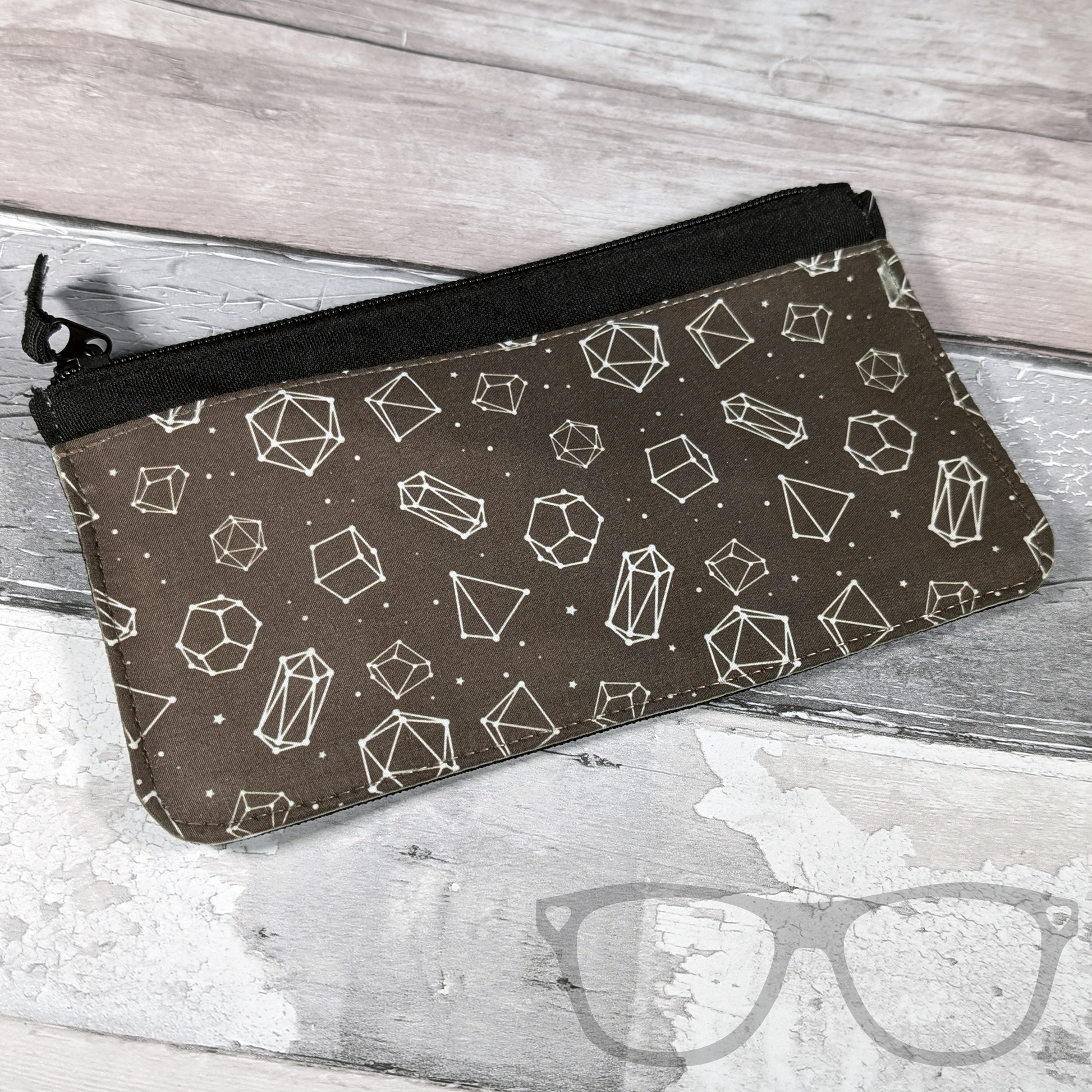 Black pencil case with white dice constellation pattern