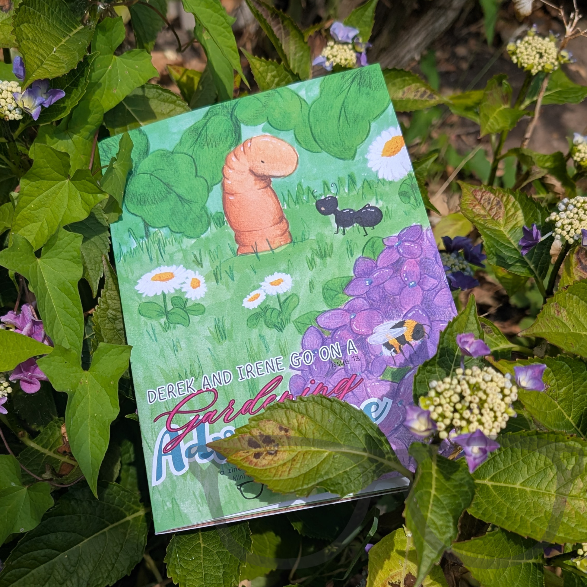 A photo showing the front cover of issue 13 the gardening issue of the adventures of derek and irene