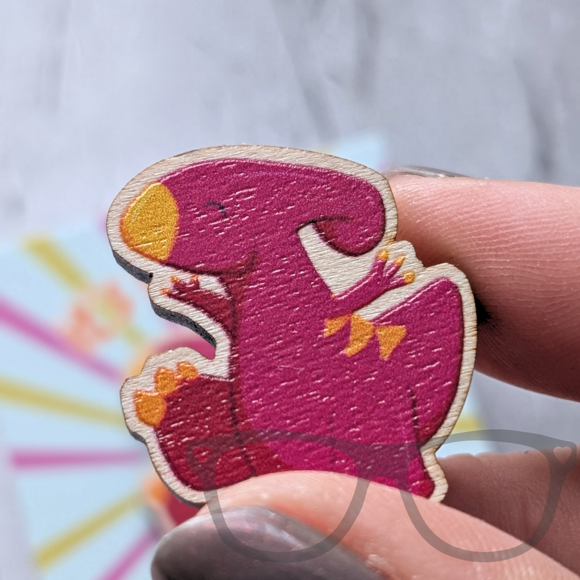 Irene the Parasaurolophus wooden pin