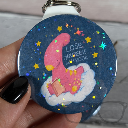 Lose yourself in a book sparkly keyring