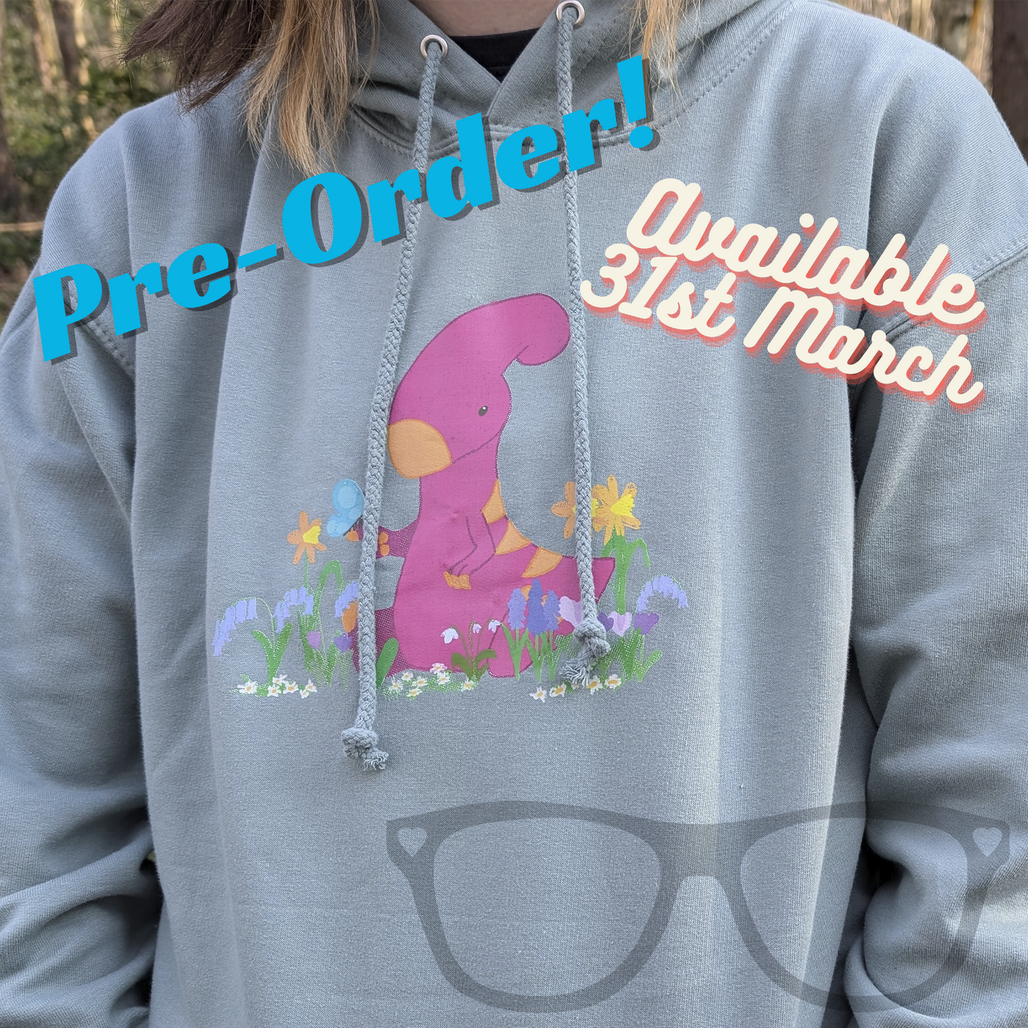 Spring time Dinosaur Hoodie with Irene the Parasaurolophus