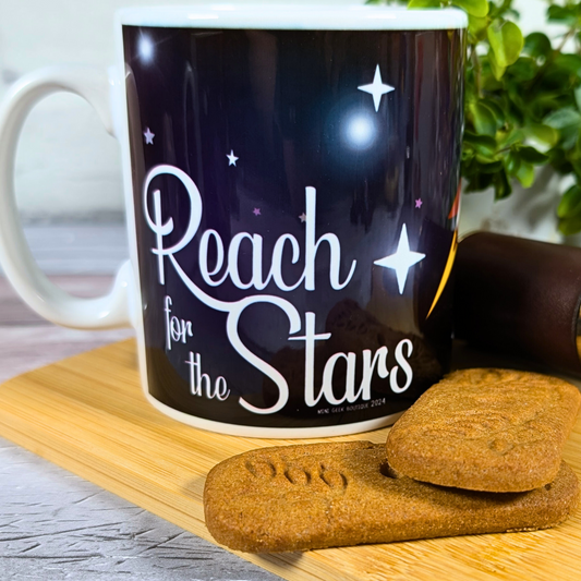 Reach for the stars ceramic mug, hand pressed at MGB Nottingham