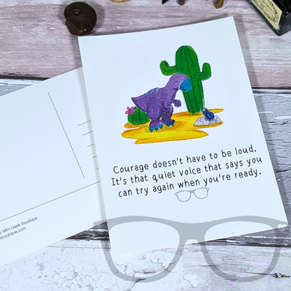 Dinosaur postcard with the illustration on the glossy side and the matt side allowing you  to write your message