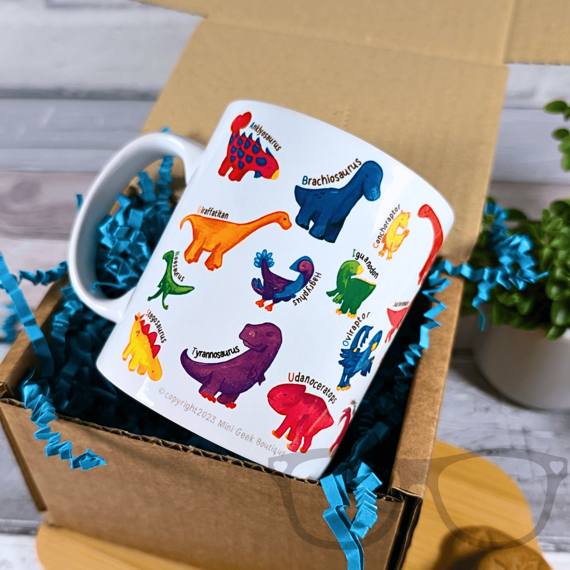 A to Z of dinosaurs ceramic 11oz mug - Mini Geek Boutique