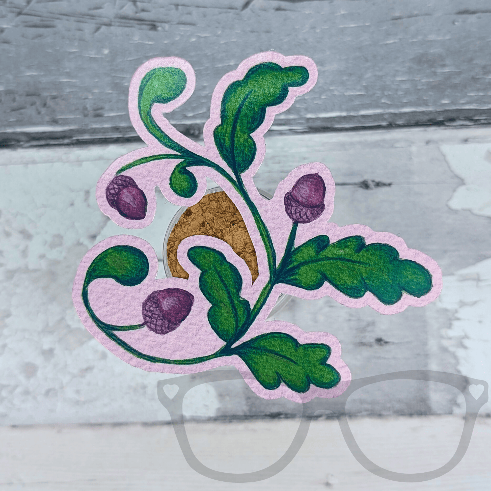 Acorn and Oak leaf glossy vinyl cut sticker - Mini Geek Boutique