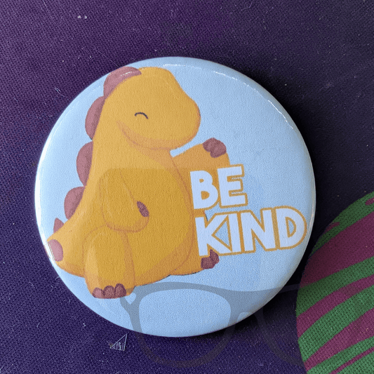 Be Kind Stegosaurus Badge, magnet or keyring - Mini Geek Boutique