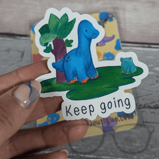 Brenda the Brachiosaurus "Keep Going" Vinyl Sticker – Positive Dinosaur Motivation - Mini Geek Boutique