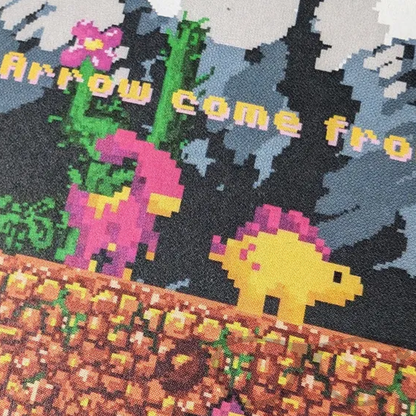 Close-up of a story page from The Adventures of Derek and Irene Issue 8 zine, featuring colourful illustrations and text from their retro video game adventure.