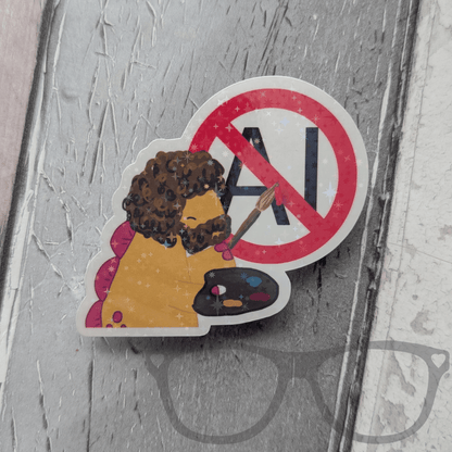 Derek the artisti no AI sparkly sticker - Mini Geek Boutique