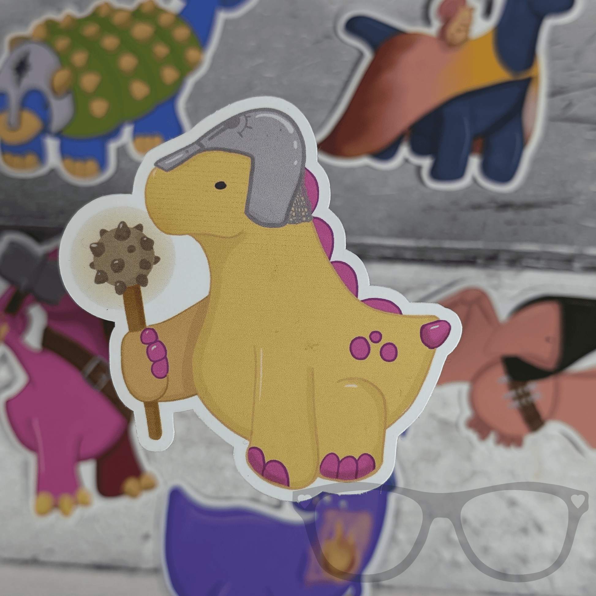 Derek the Cleric Stegosaurus Vinyl Sticker - TTRPG Dinosaur Healer Design - Mini Geek Boutique