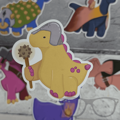 Derek the Cleric Stegosaurus Vinyl Sticker - TTRPG Dinosaur Healer Design - Mini Geek Boutique