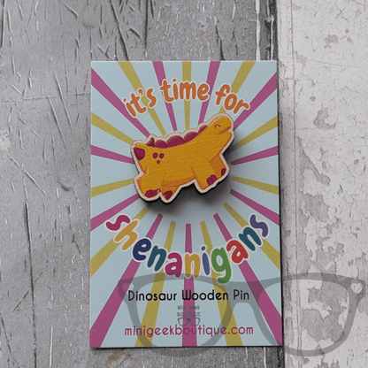 Derek the Stegosaurus Wooden Pin - Mini Geek Boutique
