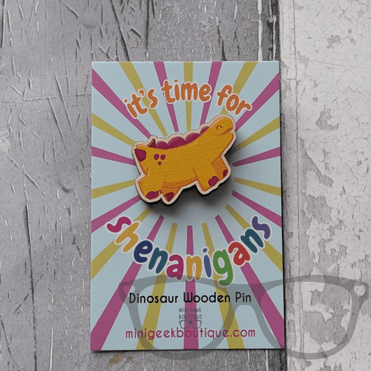 Derek the Stegosaurus Wooden Pin - Mini Geek Boutique