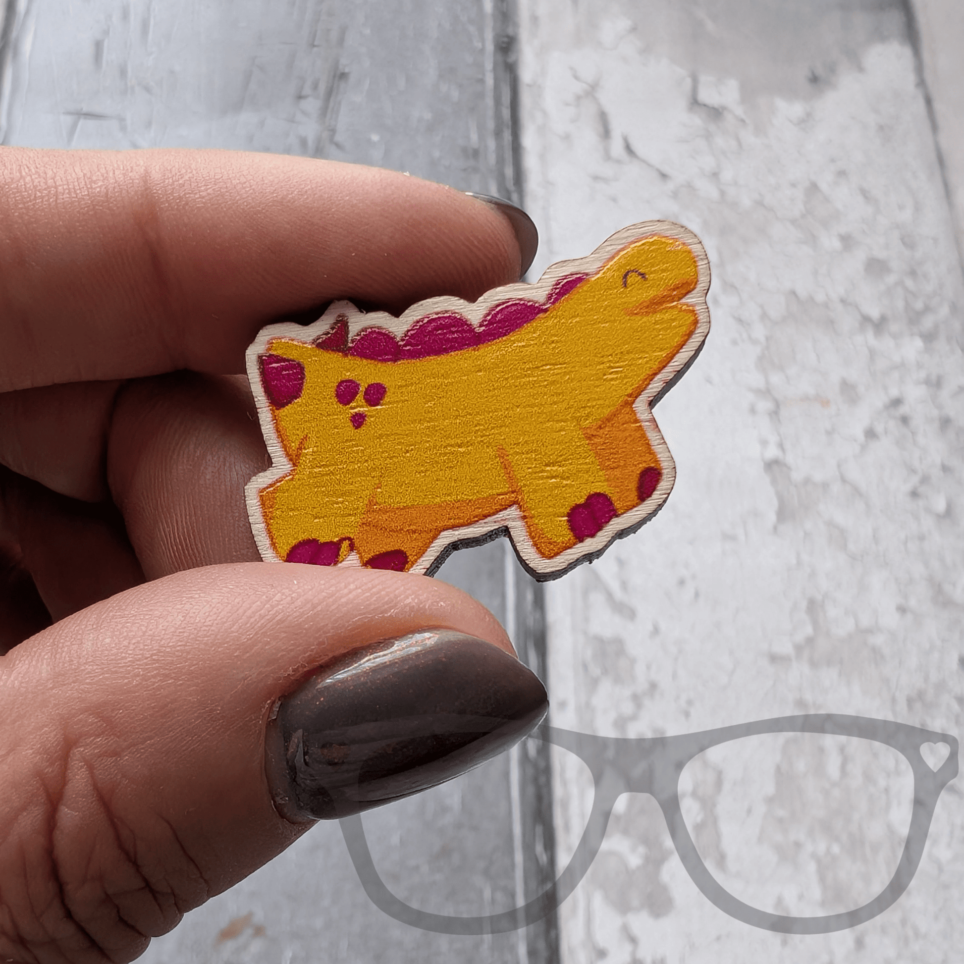 Derek the Stegosaurus Wooden Pin - Mini Geek Boutique