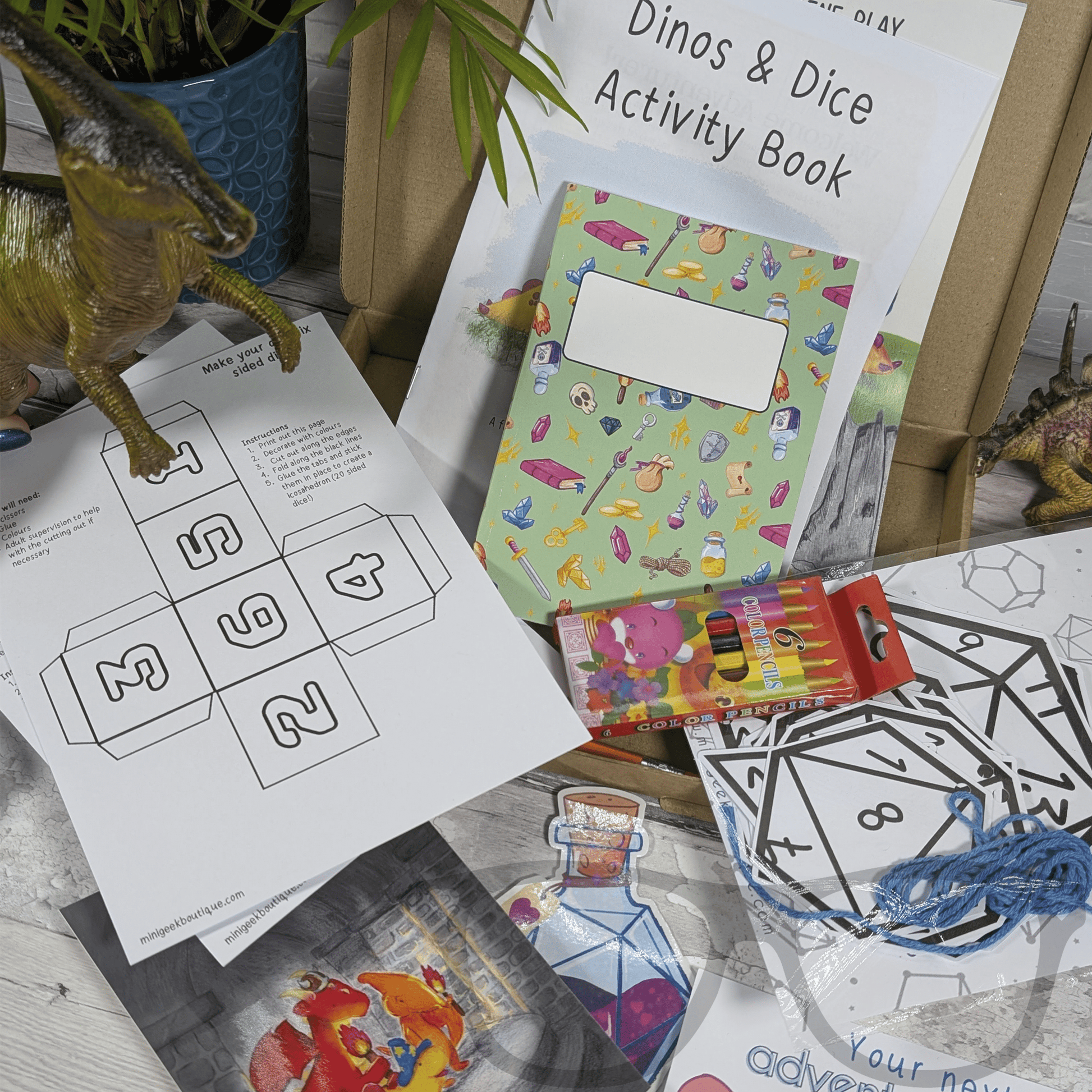 Dinos and Dice Bundle Letter box Activity box - Mini Geek Boutique