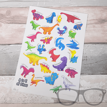 Dinosaur A to Z Art Print - Mini Geek Boutique