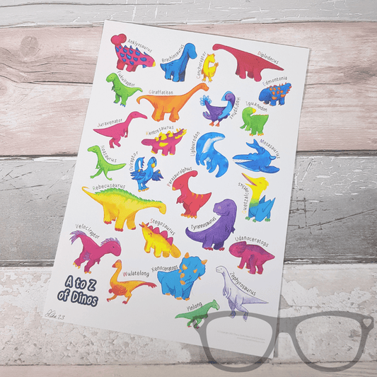 Dinosaur A to Z Art Print - Mini Geek Boutique