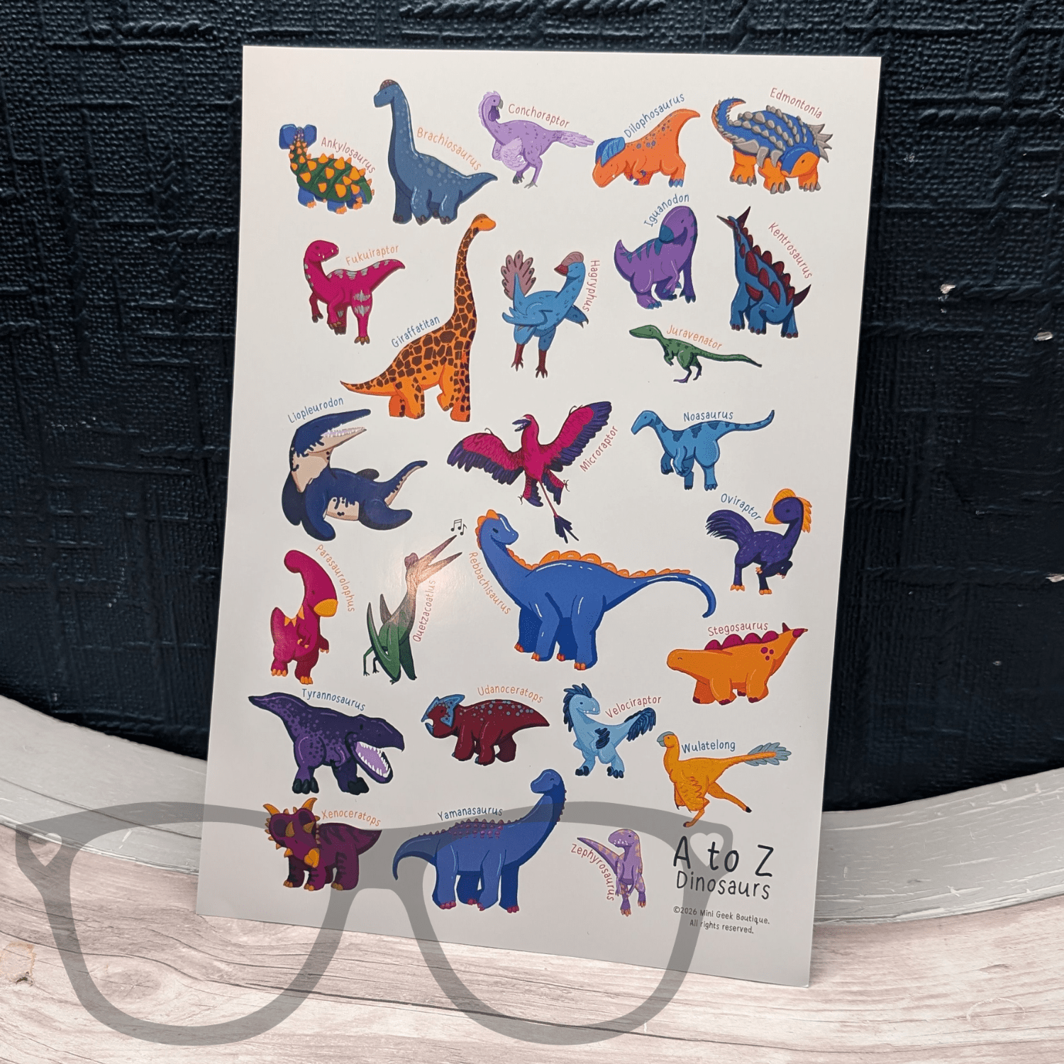 Dinosaur A to Z Art Print - Mini Geek Boutique