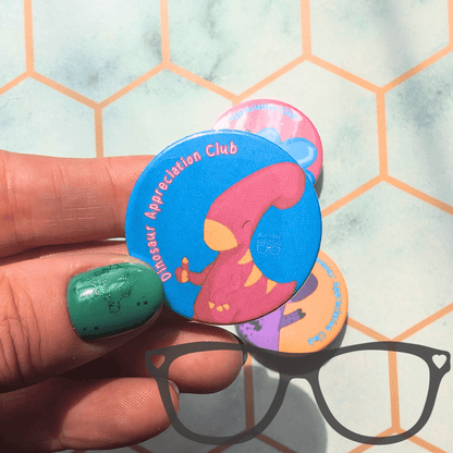 Dinosaur Appreciation Club 38mm badge - Mini Geek Boutique