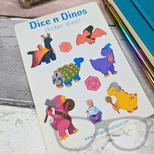 DnDinos Stickersheet - Mini Geek Boutique