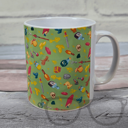 Green TTRPG Fantasy Pattern Ceramic Mug - Mini Geek Boutique