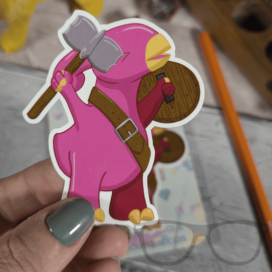 Irene the Barbarian Parasaurolophus Vinyl Sticker – A Fierce Dinosaur for Tabletop Gaming Fans - Mini Geek Boutique