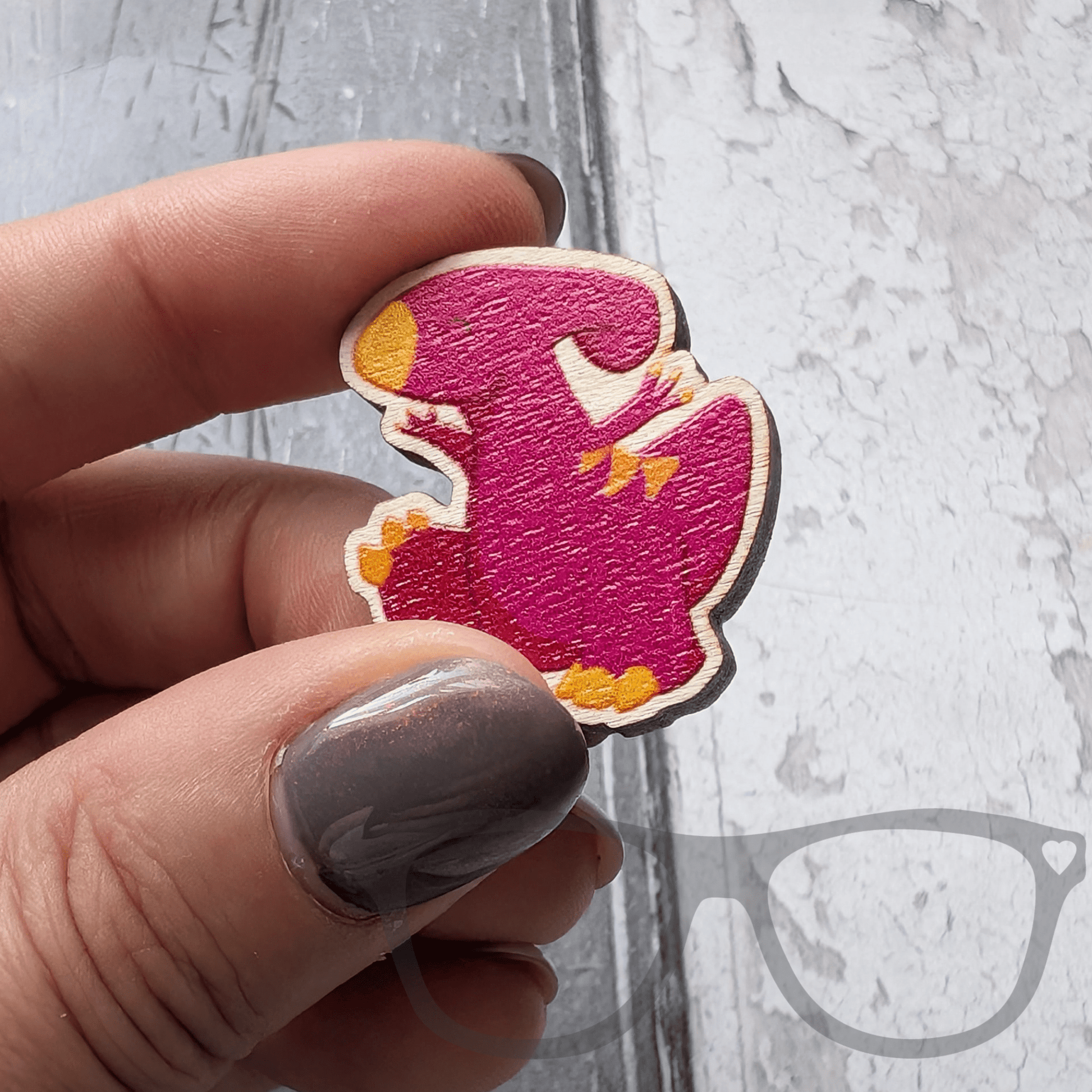 Irene the Parasaurolophus Wooden Pin - Mini Geek Boutique