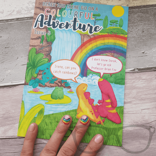 Issue 5: The Adventure of Derek & Irene - How Rainbows Are Made | Educational Dinosaur Zine for Kids - Mini Geek Boutique