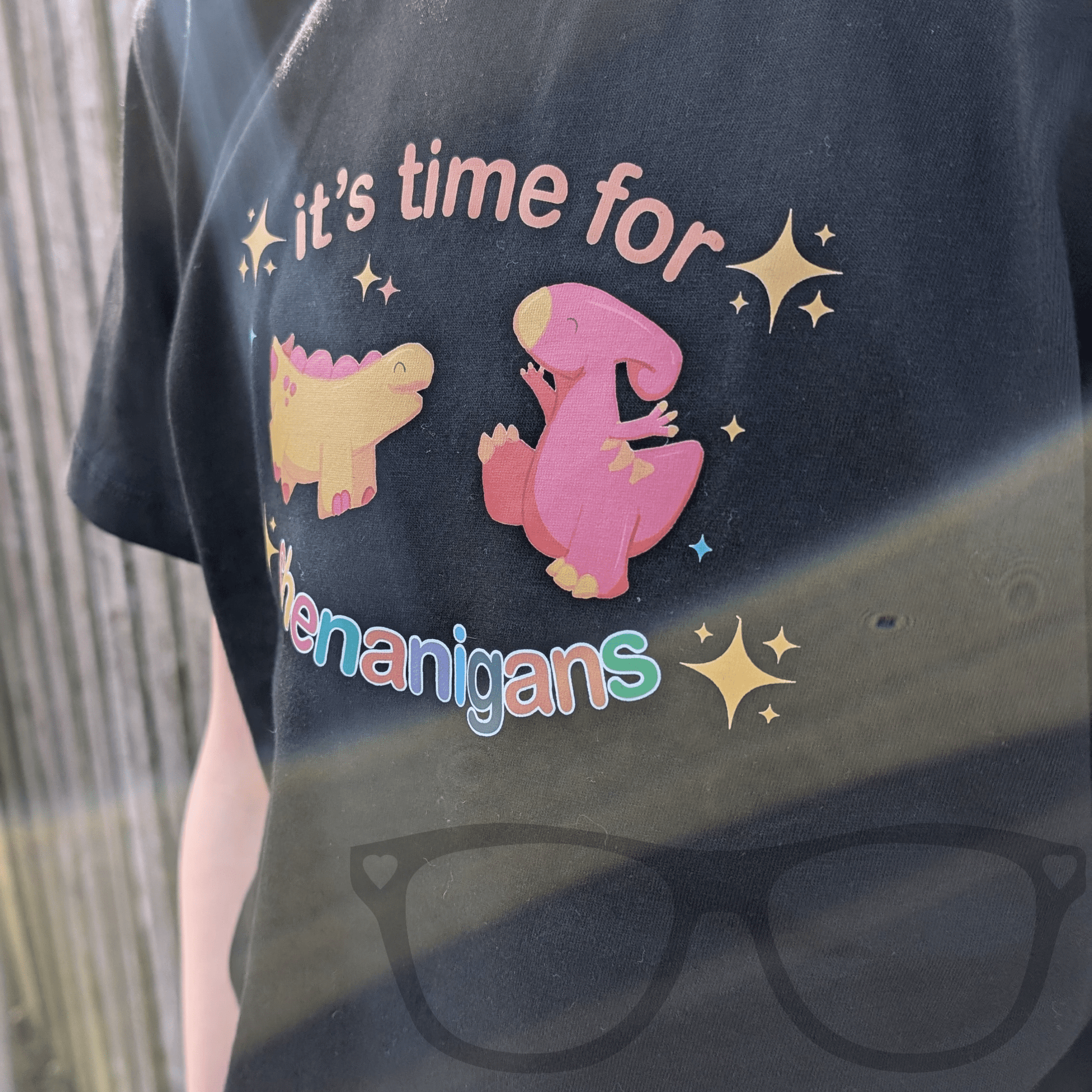 It’s Time for Shenanigans! Organic Dinosaur T-Shirt - Mini Geek Boutique