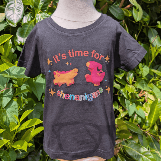It’s Time for Shenanigans! Organic Dinosaur T-Shirt - Mini Geek Boutique