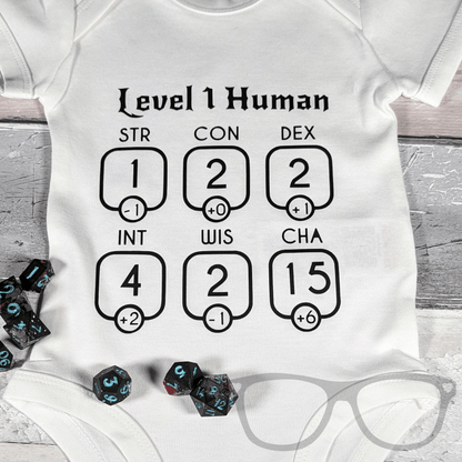 Level 1 Human Baby Bodysuit – The Perfect Gift for Geeky Parents - Mini Geek Boutique