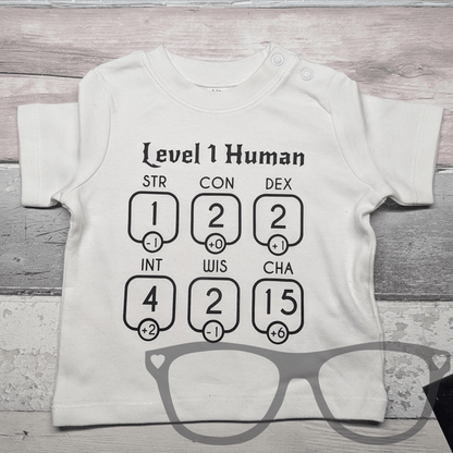 Level 1 Human Baby T-shirt - Mini Geek Boutique